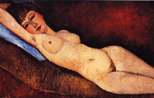 Amedeo Modigliani Reclining Nude on a Blue Cushion Norge oil painting art